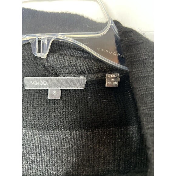 Vince Cashmere Blend Black Stripe Knit Wrap Cowl Neck Cardigan Sweater Size S - Picture 4 of 12